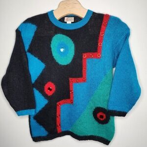 Vintage Extra Energy De Rotchild‎ Womens 1980s Mohair Graphic Sweater Size L